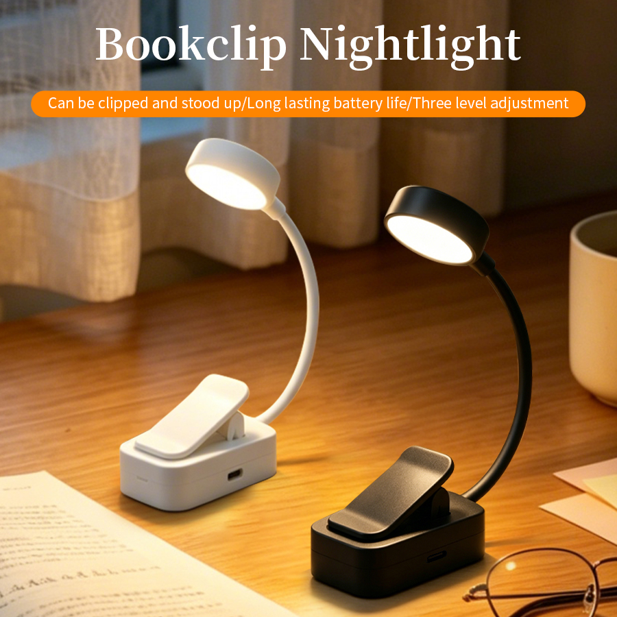 Book Light Flexible - Lampka biurkowa LED, ładowalna, z klipsem,